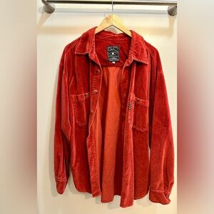 Lucky Brand Men’s Dungaree Cotton Corduroy Button Shirt Shacket Red XL